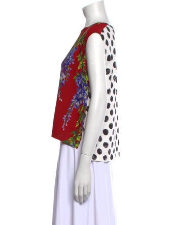 Dolce & Gabbana Floral Print Scoop Neck Crop Top