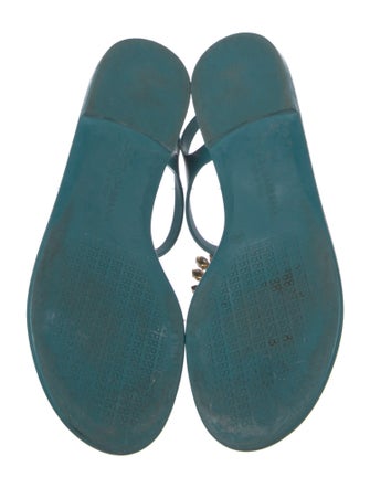 Dolce & Gabbana Rubber Crystal Embellishments T-Strap Sandals