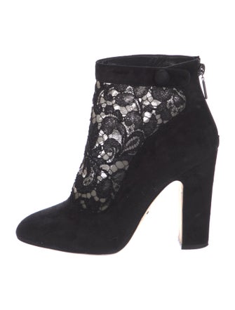 Dolce & Gabbana Suede Lace Pattern Boots