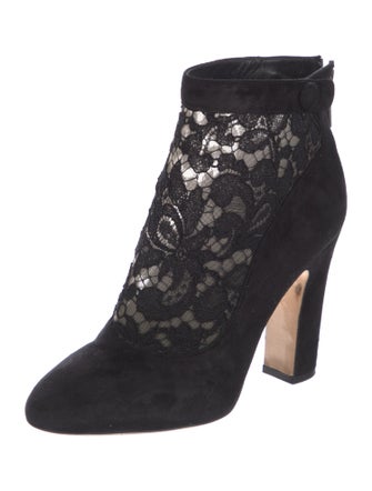 Dolce & Gabbana Suede Lace Pattern Boots