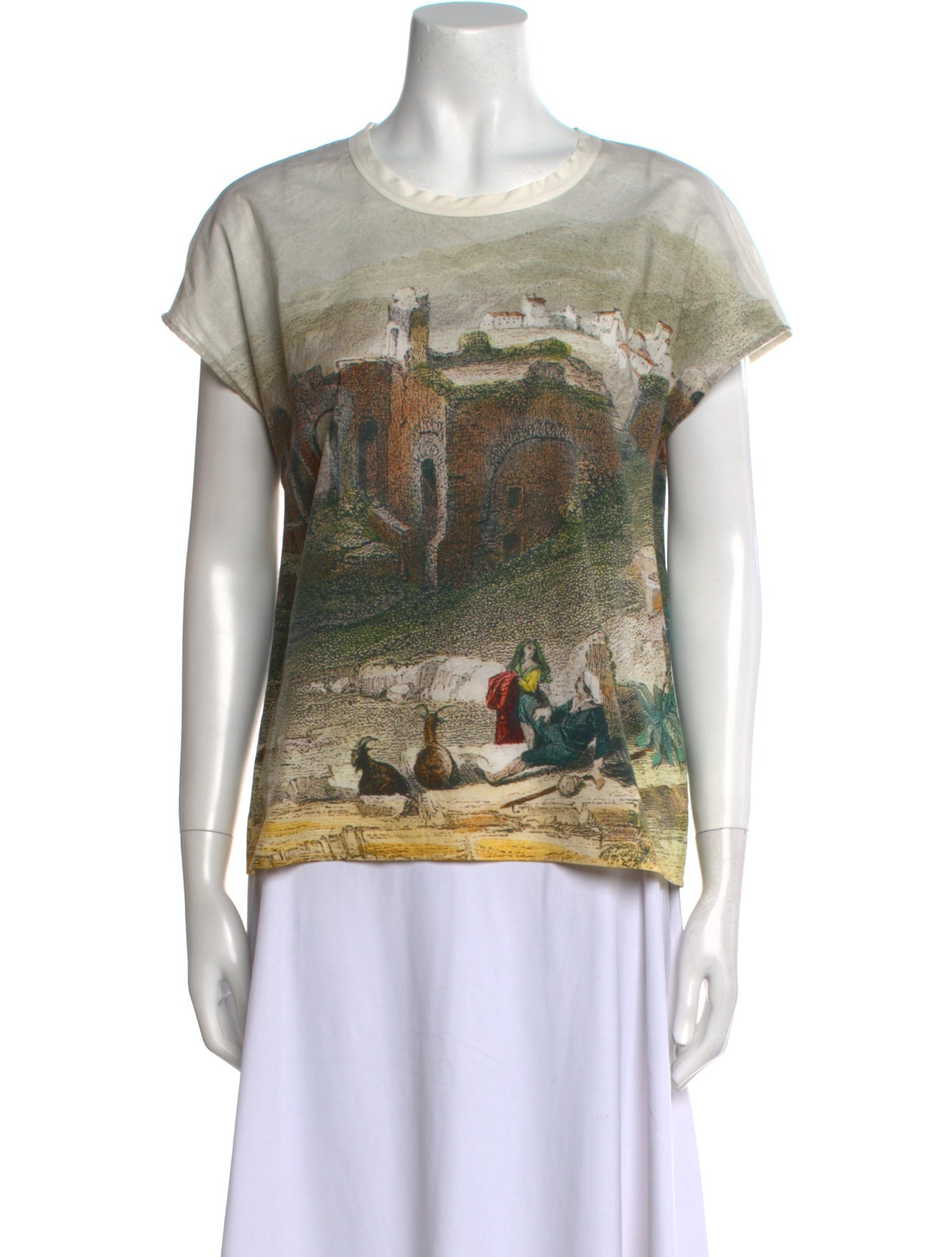 Dolce & Gabbana Graphic Print Bateau Neckline T-Shirt