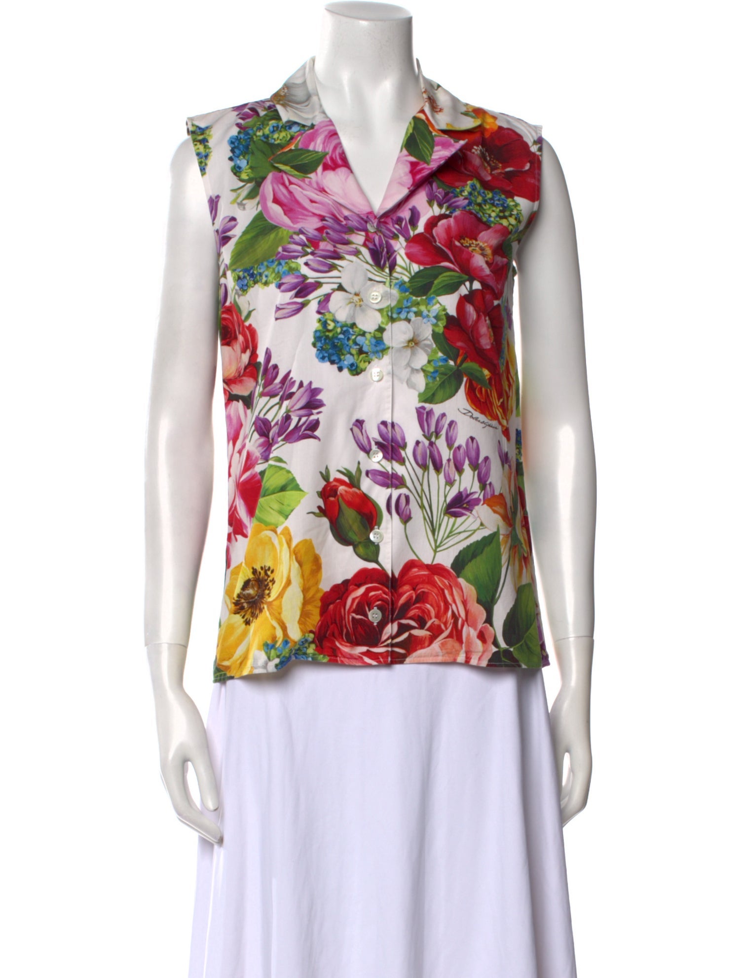 Dolce & Gabbana Floral Print V-Neck Blouse