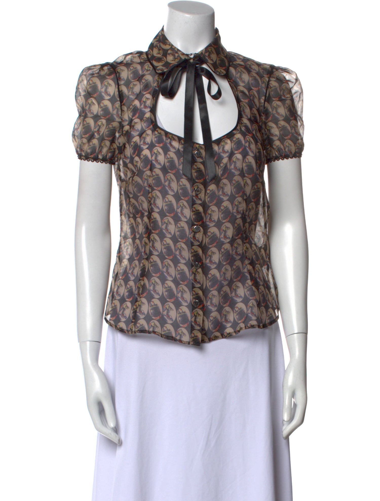 D&G Silk Printed Button-Up Top