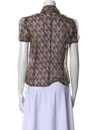 D&G Silk Printed Button-Up Top