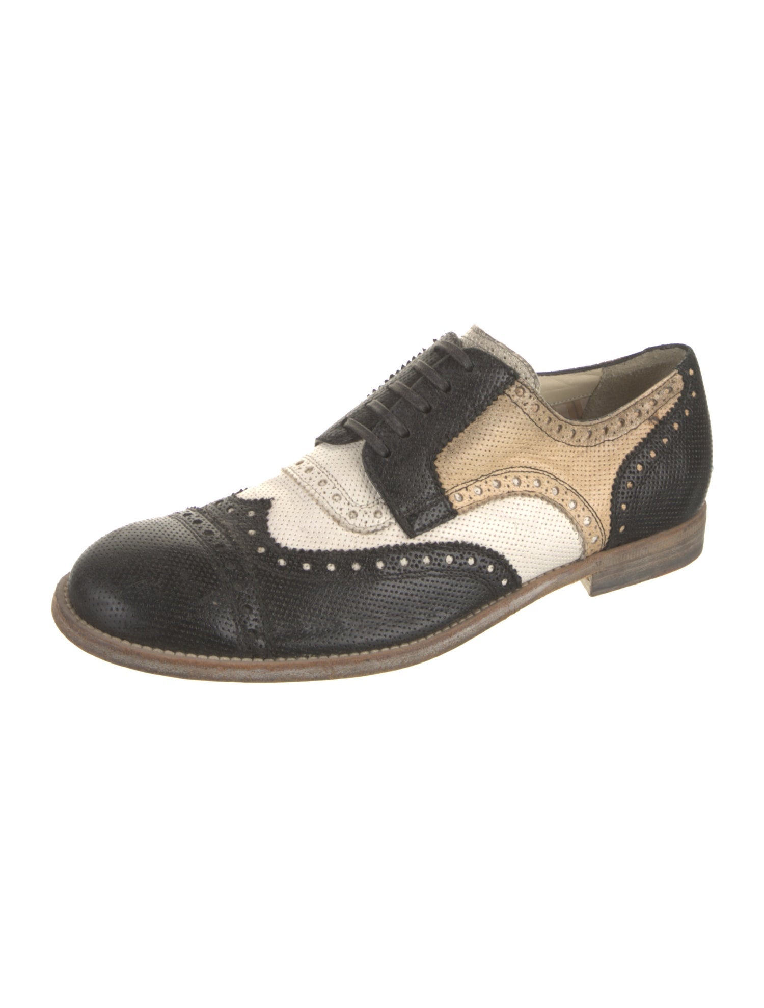 Dolce & Gabbana Leather Colorblock Pattern Oxfords
