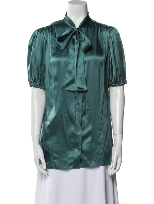 Dolce & Gabbana Silk Short Sleeve Button-Up Top