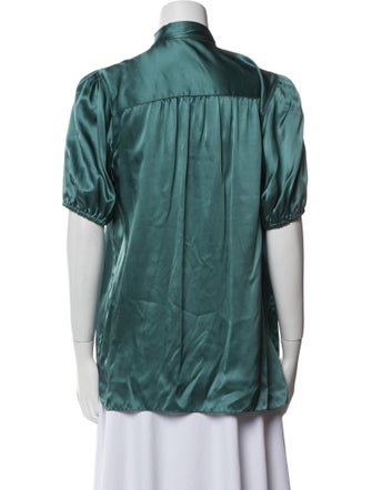 Dolce & Gabbana Silk Short Sleeve Button-Up Top