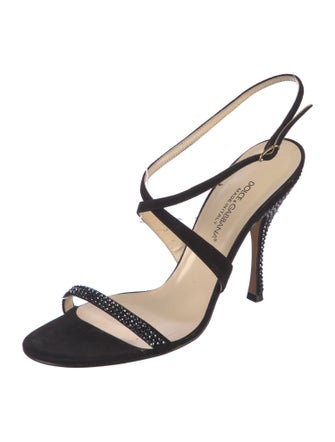 Dolce & Gabbana Suede Crystal Embellishments Slingback Sandals