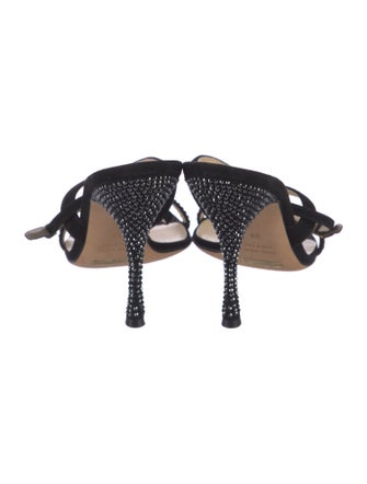 Dolce & Gabbana Suede Crystal Embellishments Slingback Sandals