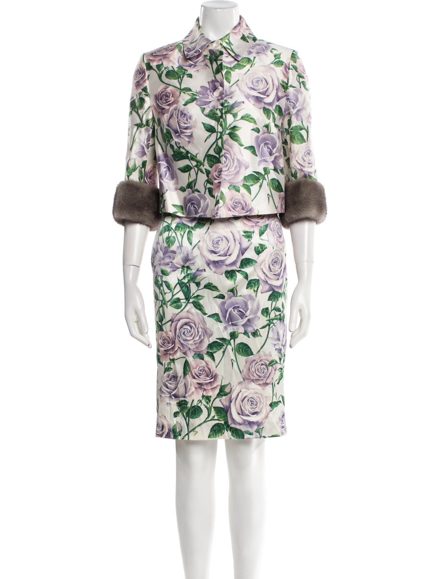 Dolce & Gabbana Silk Floral Print Skirt Set