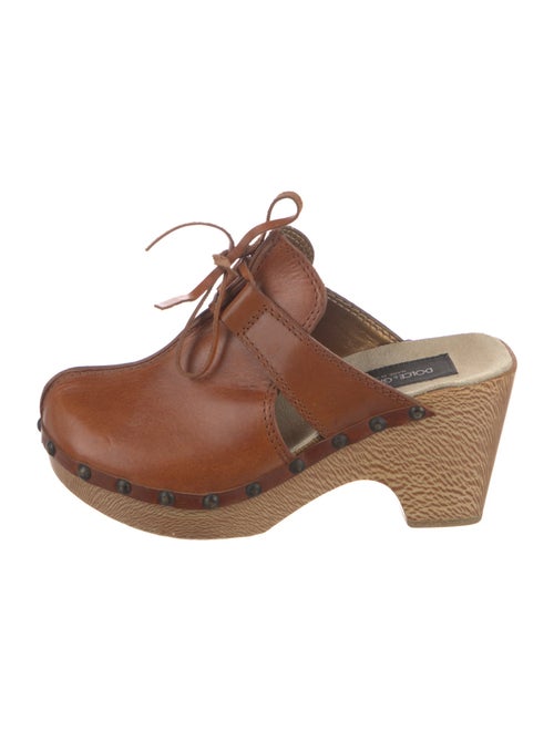 Dolce & Gabbana Leather Bow Accents Mules