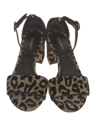 Dolce & Gabbana Animal Print Grosgrain Trim Sandals