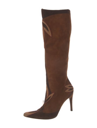 Dolce & Gabbana Suede Embroidered Accent Boots