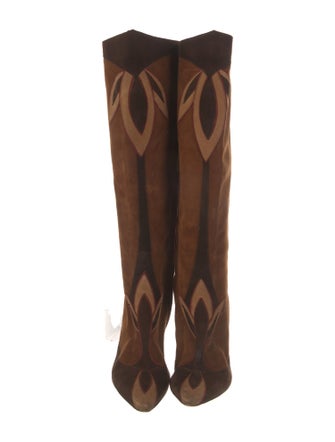 Dolce & Gabbana Suede Embroidered Accent Boots