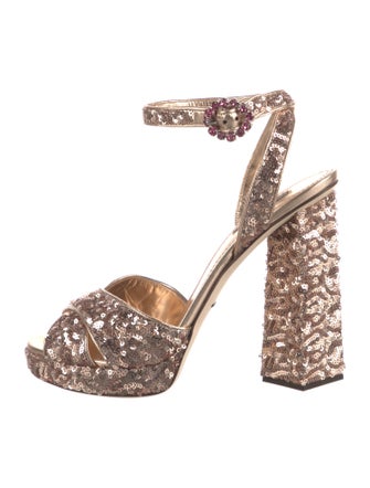 Dolce & Gabbana Sequins Crystal Embellishments Sandals