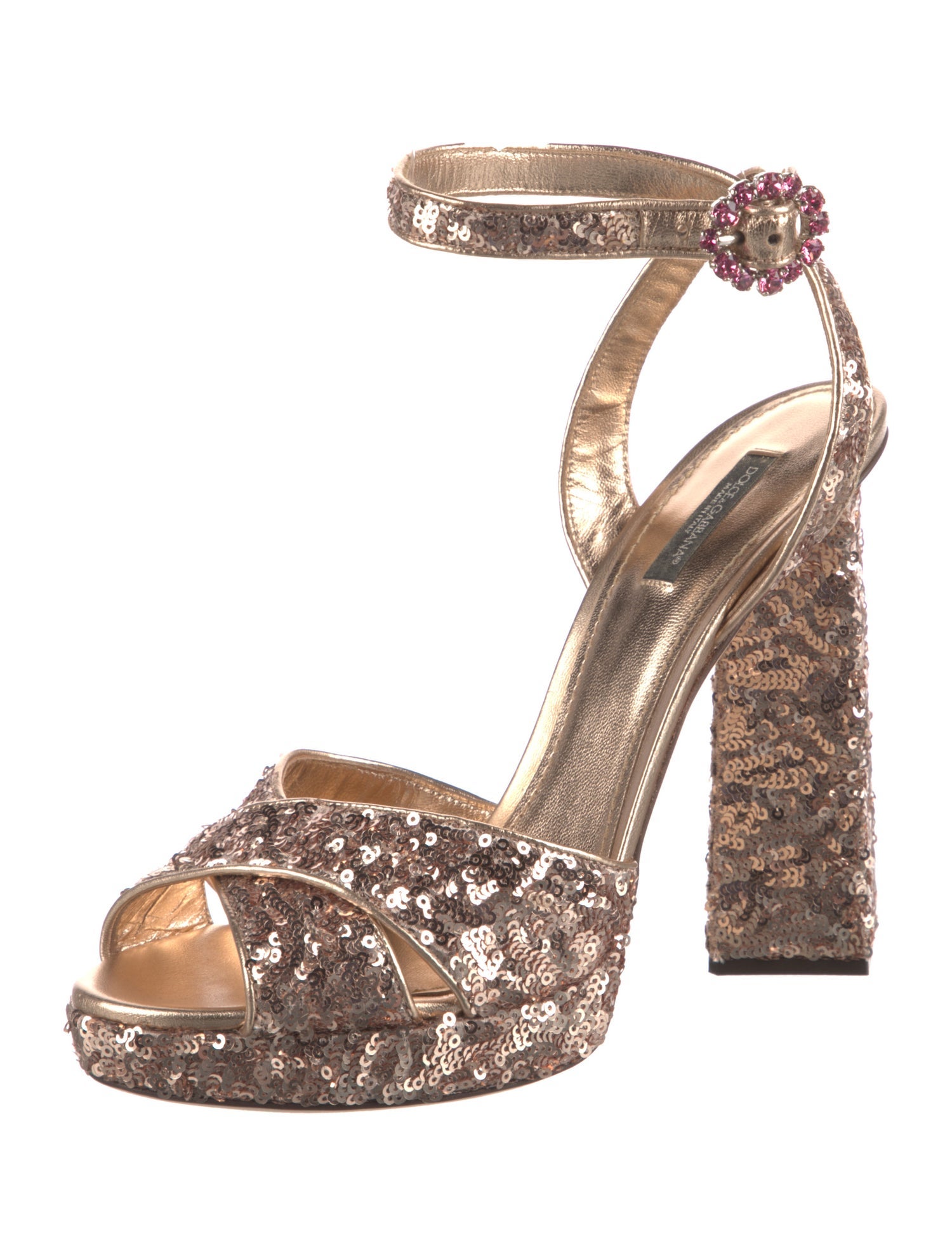 Dolce & Gabbana Sequins Crystal Embellishments Sandals