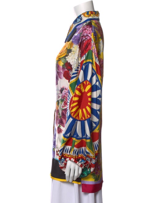 Dolce & Gabbana Silk Floral Print Button-Up Top