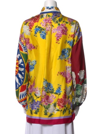 Dolce & Gabbana Silk Floral Print Button-Up Top