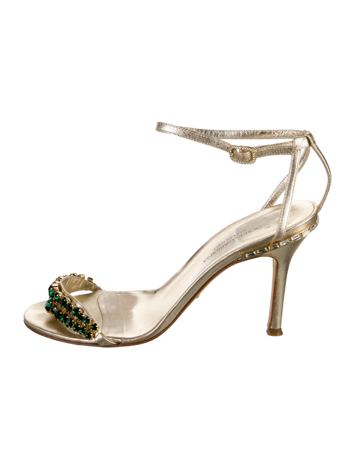 Dolce & Gabbana Leather Crystal Embellishments Sandals
