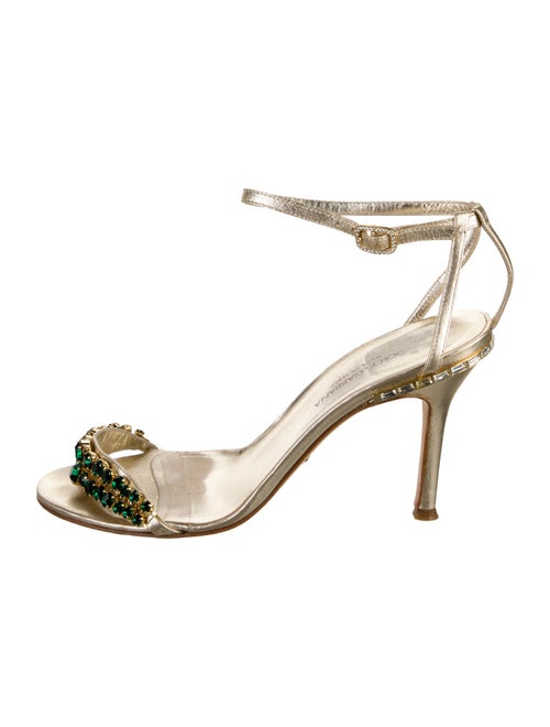 Dolce & Gabbana Leather Crystal Embellishments Sandals