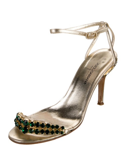 Dolce & Gabbana Leather Crystal Embellishments Sandals