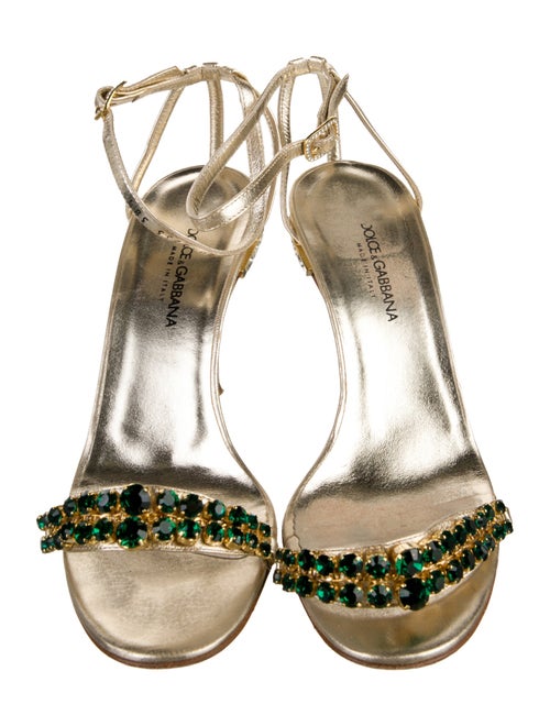 Dolce & Gabbana Leather Crystal Embellishments Sandals