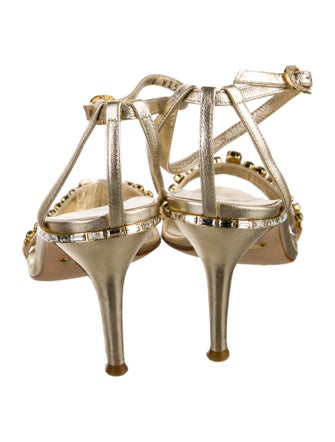 Dolce & Gabbana Leather Crystal Embellishments Sandals