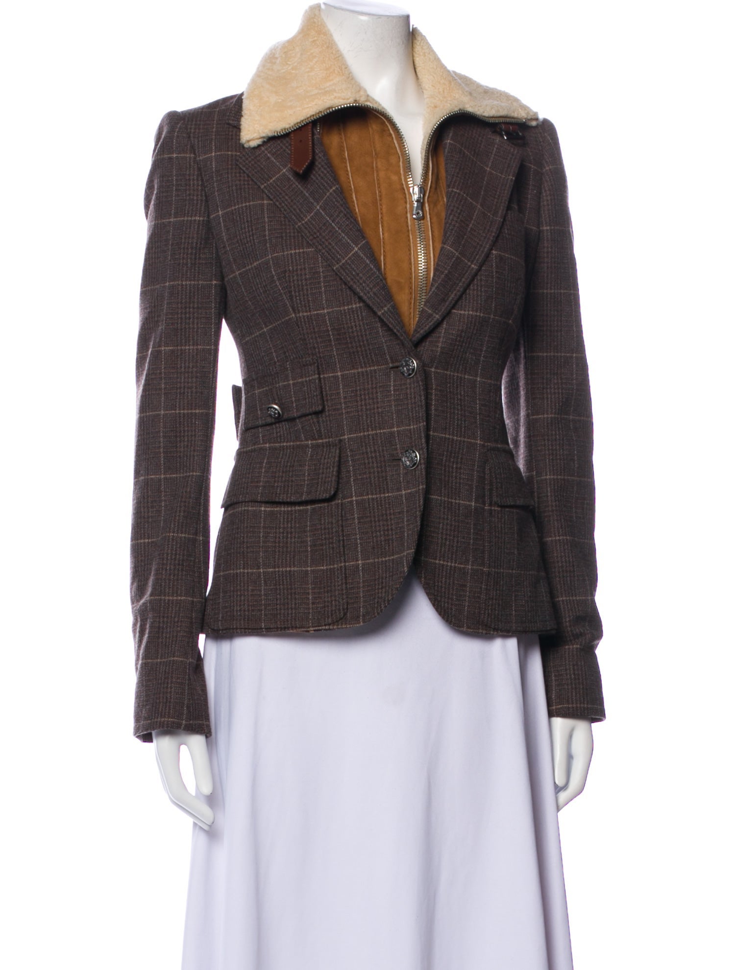 Dolce & Gabbana Wool Plaid Print Blazer