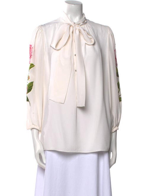 Dolce & Gabbana Silk Tie Neck Blouse
