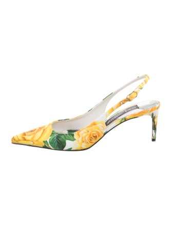 Dolce & Gabbana Canvas Floral Print Slingback Pumps