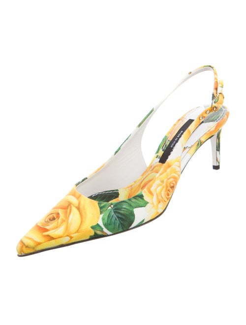 Dolce & Gabbana Canvas Floral Print Slingback Pumps