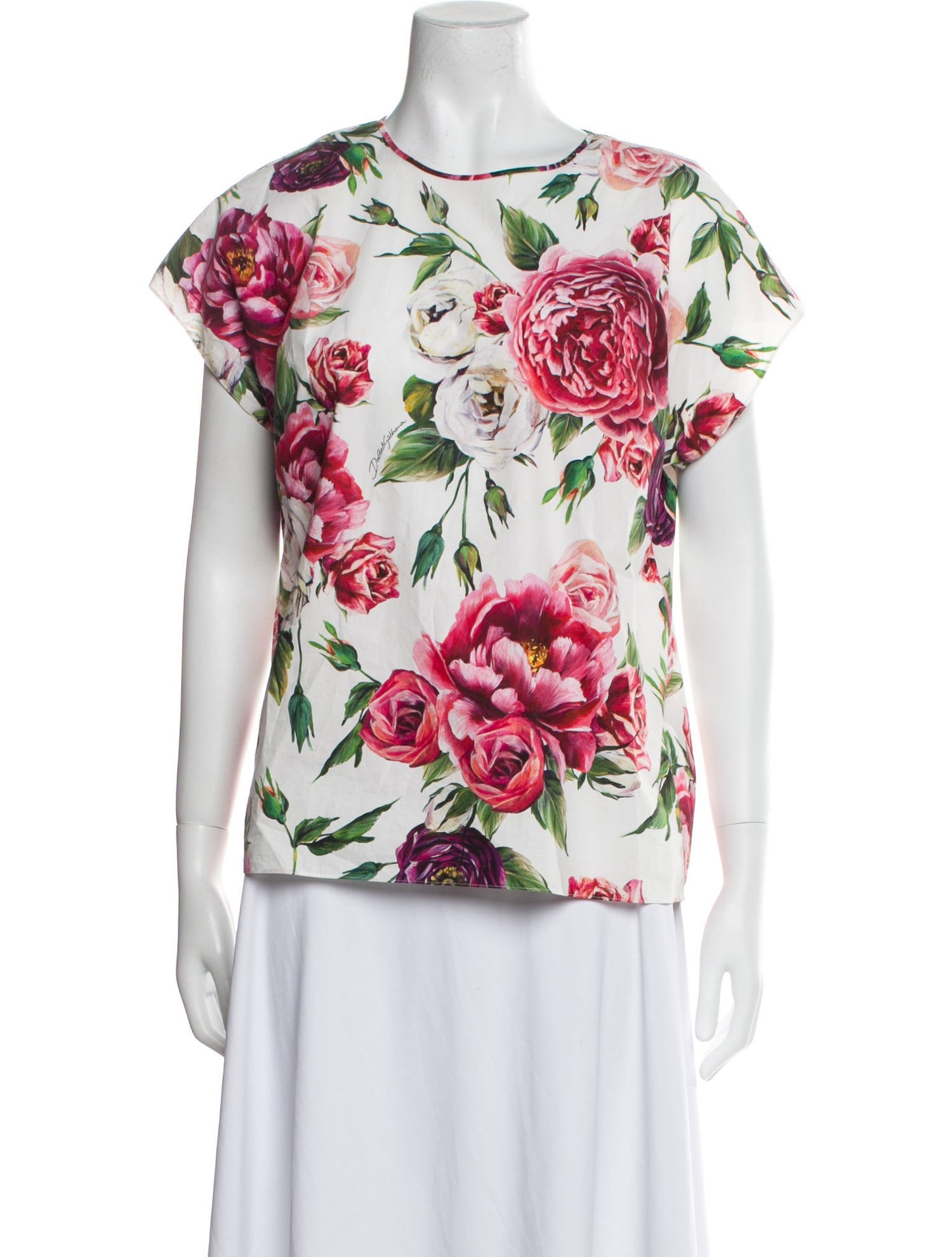 Dolce & Gabbana Floral Print Scoop Neck T-Shirt
