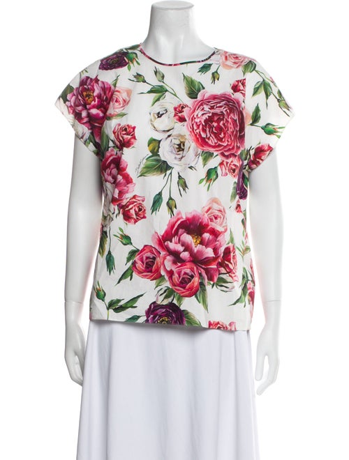Dolce & Gabbana Floral Print Scoop Neck T-Shirt