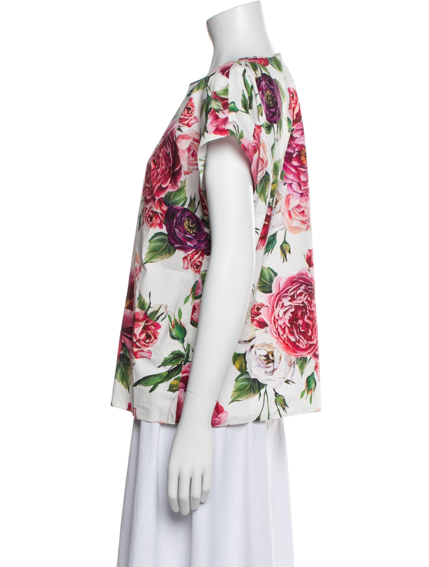 Dolce & Gabbana Floral Print Scoop Neck T-Shirt