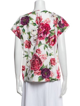 Dolce & Gabbana Floral Print Scoop Neck T-Shirt