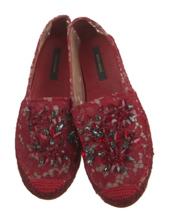 Dolce & Gabbana Lace Crystal Embellishments Espadrilles