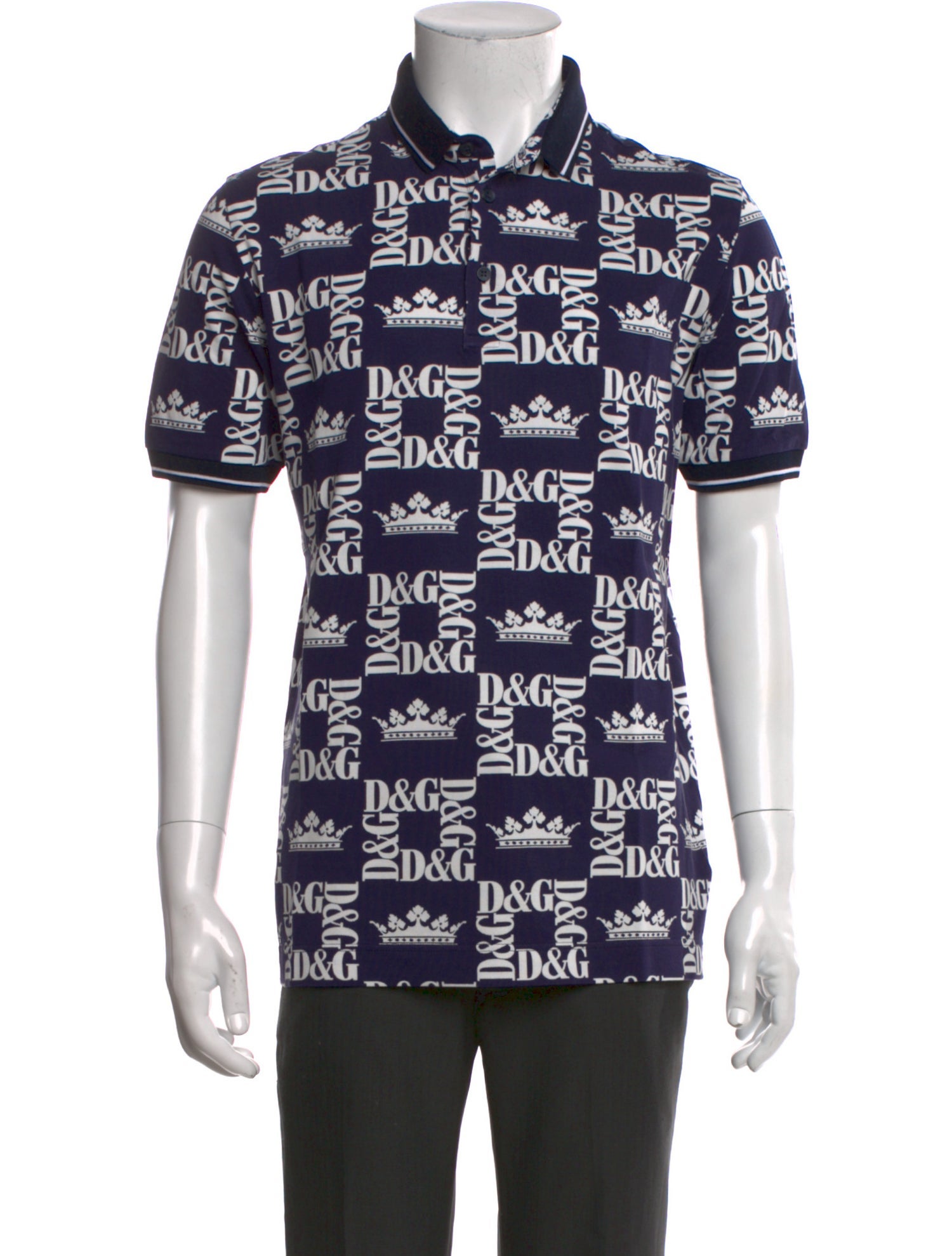 Dolce & Gabbana Printed Crew Neck Polo Shirt w/ Tags