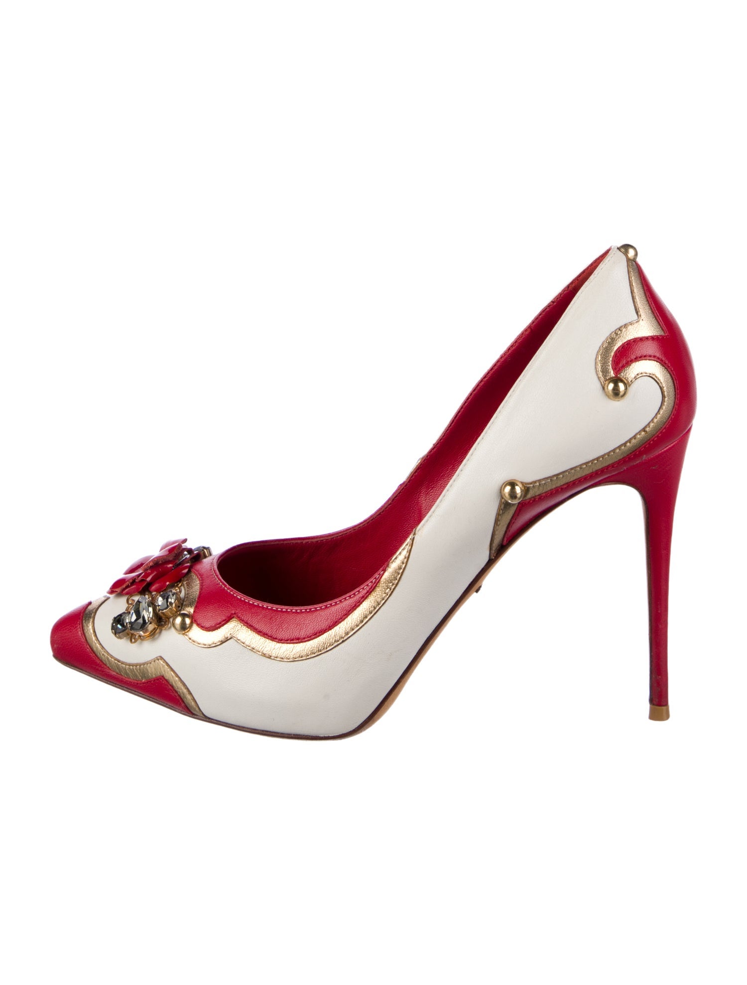 Dolce & Gabbana Leather Colorblock Pattern Pumps