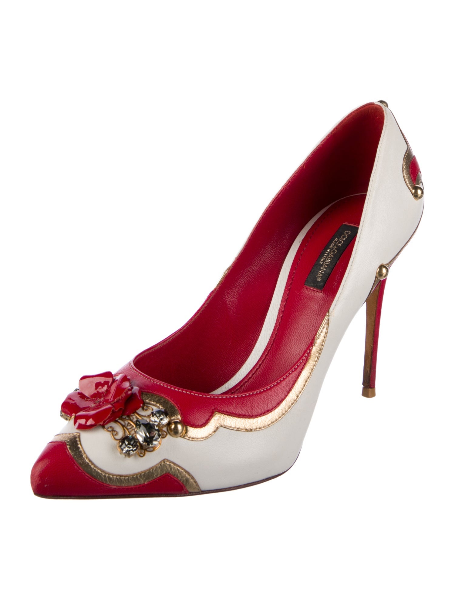 Dolce & Gabbana Leather Colorblock Pattern Pumps