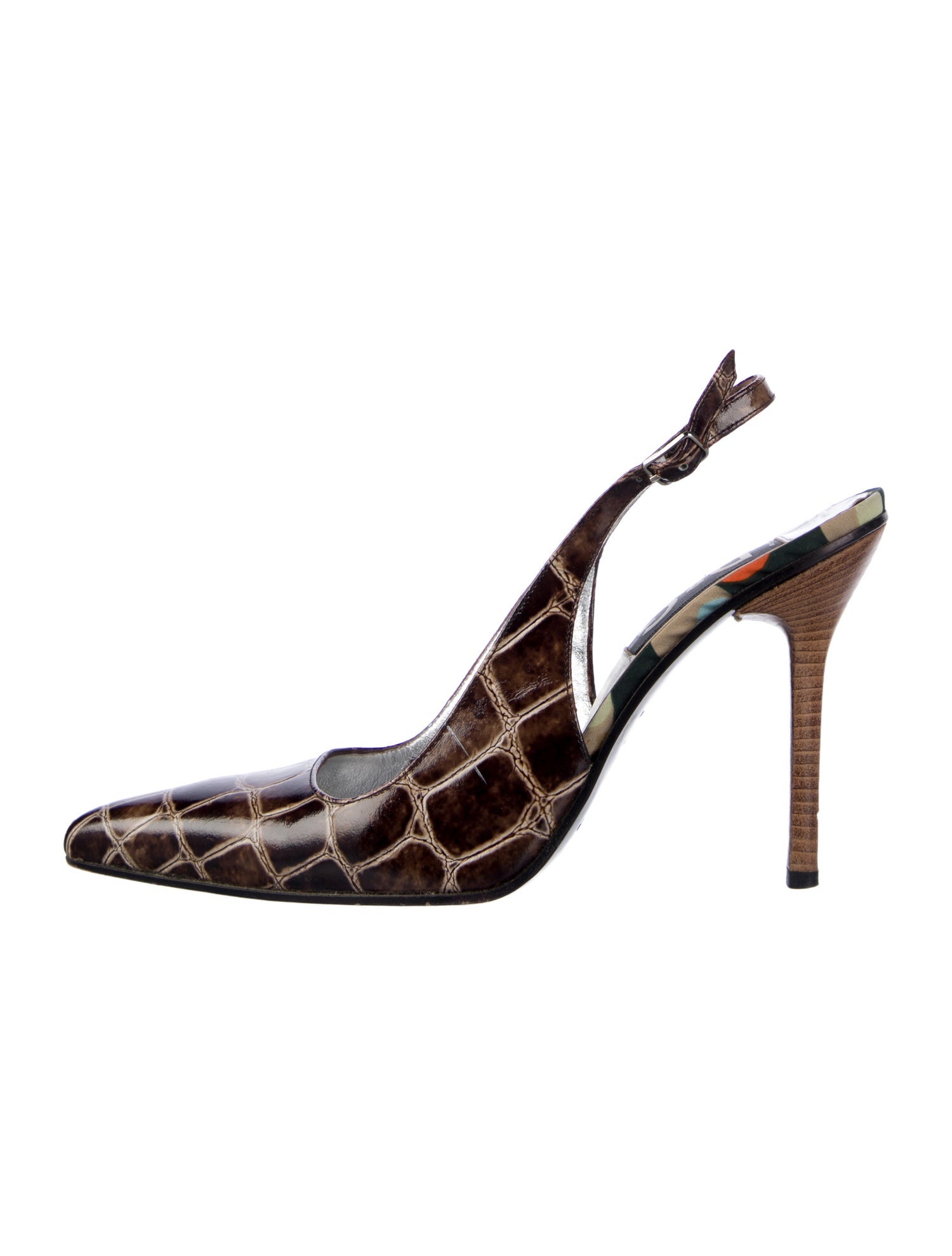 Dolce & Gabbana Snakeskin Animal Print Slingback Pumps