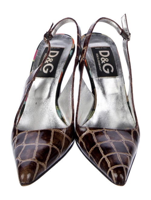 Dolce & Gabbana Snakeskin Animal Print Slingback Pumps