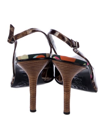 Dolce & Gabbana Snakeskin Animal Print Slingback Pumps