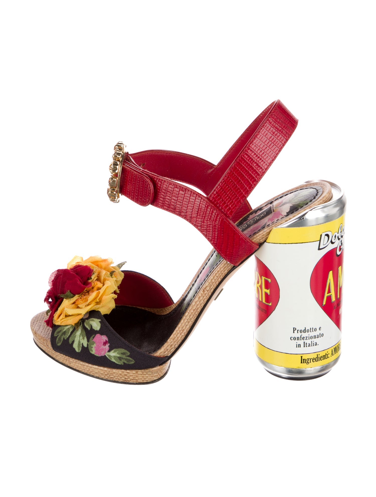 Dolce & Gabbana Leather Printed Slingback Sandals