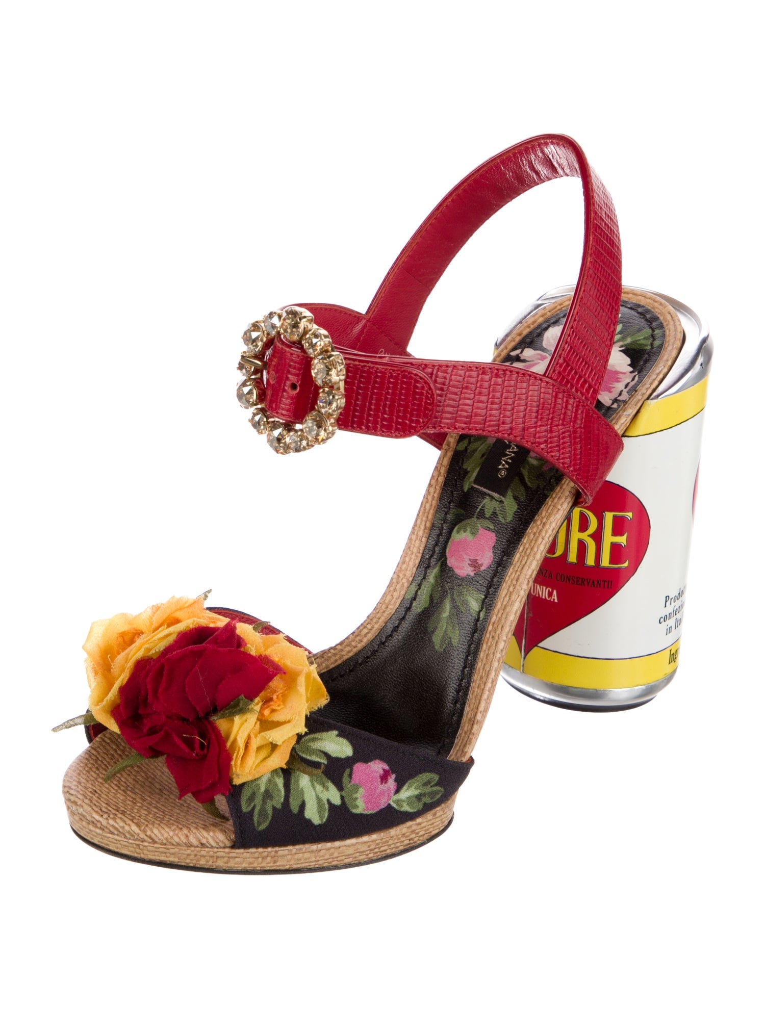 Dolce & Gabbana Leather Printed Slingback Sandals