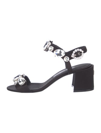 Dolce & Gabbana Satin Crystal Embellishments Sandals