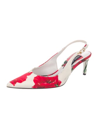 Dolce & Gabbana Floral Print Slingback Pumps