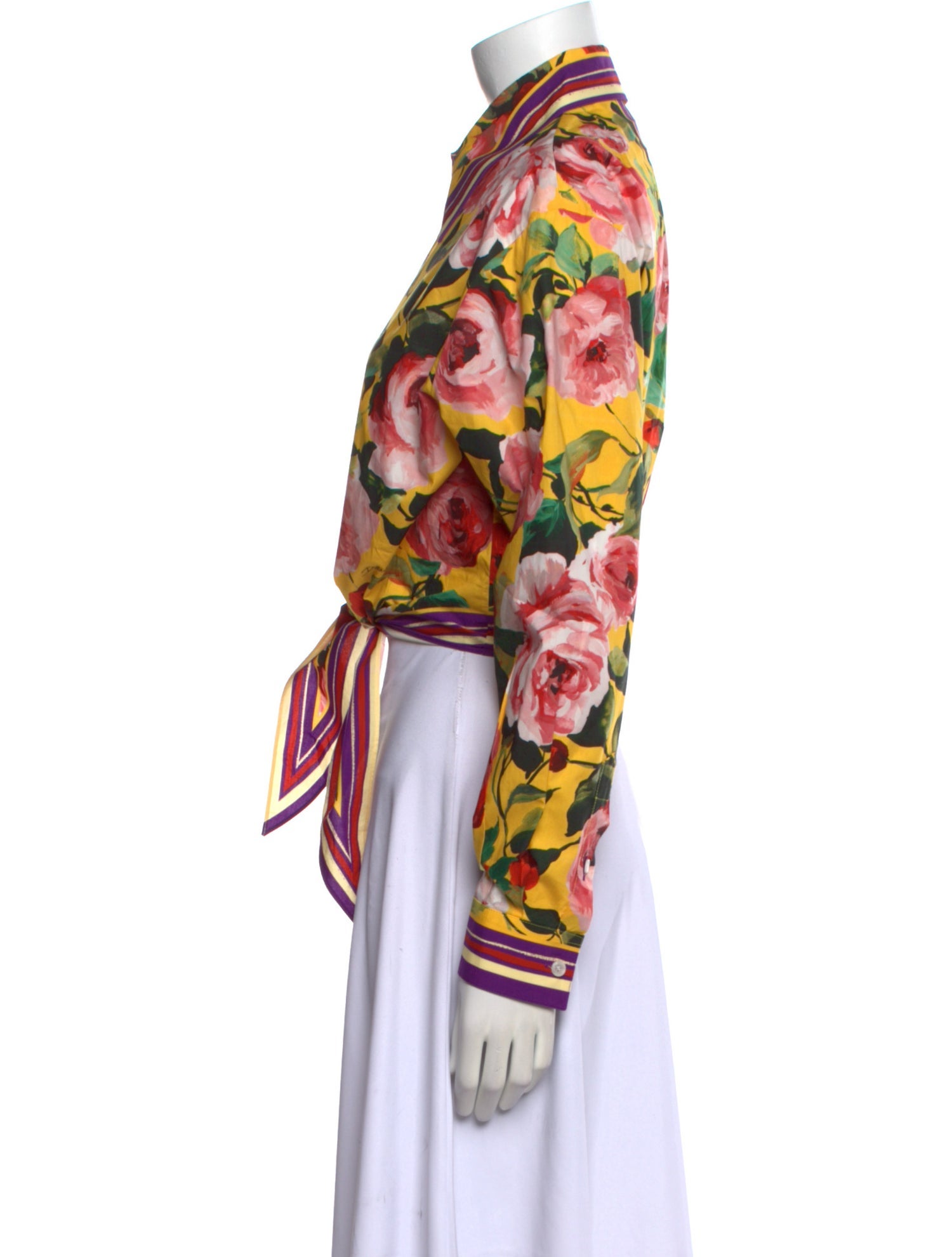 Dolce & Gabbana Floral Print Long Sleeve Crop Top