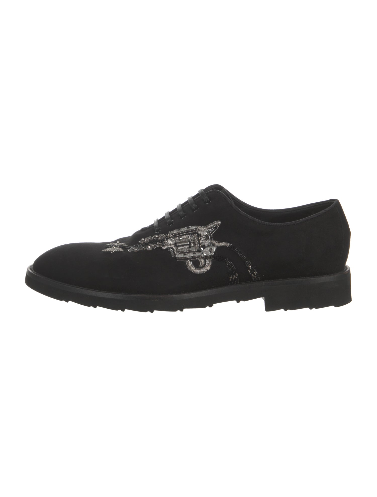 Dolce & Gabbana Suede Embroidered Accent Oxfords