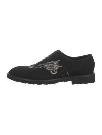 Dolce & Gabbana Suede Embroidered Accent Oxfords