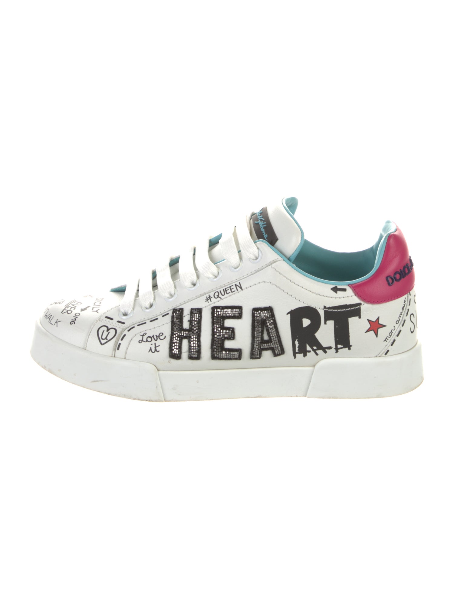 Dolce & Gabbana Leather Printed Sneakers
